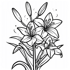 Lilies at the water's edge - Lilies at the water's edge - coloring page for children