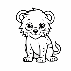 Lion - Lion cub coloring page to download