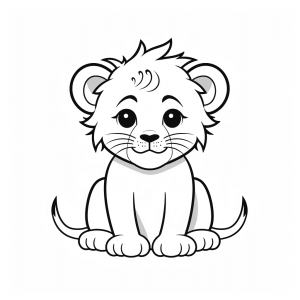 Lion - Cute lion coloring picture to download