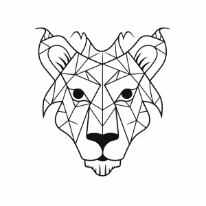 Lion - Geometric lion head coloring page