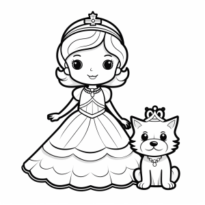 Magic wand - Coloring picture of a princess with animal friend