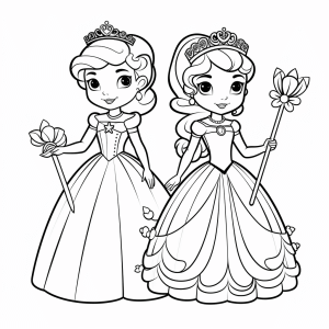 Magic wand - Magical princesses and magic wands coloring page