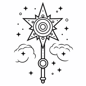 Magic wand - Magic wand with stars coloring page