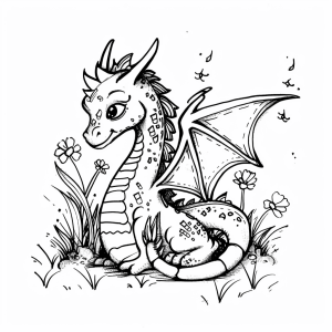 Magical dragon hoard - Enchanting dragon friend coloring picture