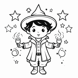 Magician - Sorcerer's apprentice coloring picture for children