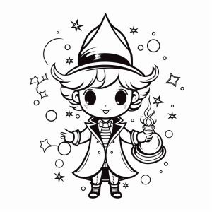 Magician - Wizard coloring page for kids