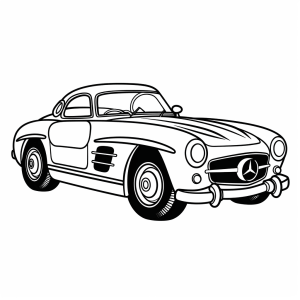 Mercedes Benz - Vintage sports car drawing to color in