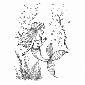 Mermaid - Mermaid drawing to color in