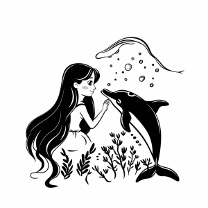 Mermaid with her dolphin - Mermaid with dolphin: an underwater adventure