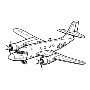 Military aircraft - Propeller plane coloring motif for children