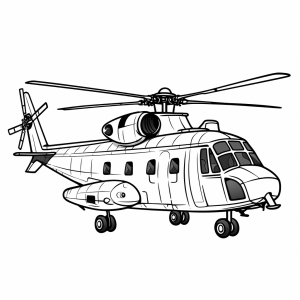 Military helicopter - Military helicopter coloring page for kids