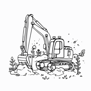 Mini excavator in horticulture - Mini excavator in horticulture to color in