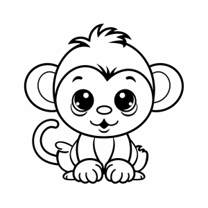 monkey - Coloring picture: Cute little monkey