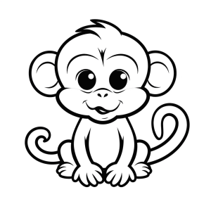 Monkey - Cute monkey drawing to color in