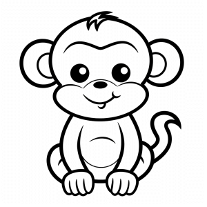 Monkey - Happy monkey coloring picture for kids