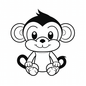 Monkey - Cute forest monkey coloring page