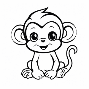 Monkey - Funny monkey coloring picture to print out