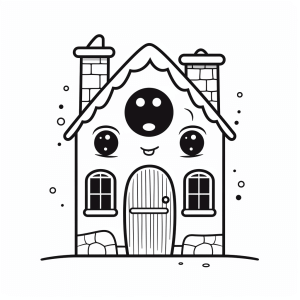 Monster house - Funny haunted house to color in