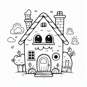 Monster house - Creepy monster house coloring picture