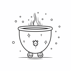 Moon crater - Mystic moon crater magic potion cauldron coloring page