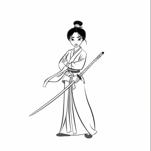 Mulan and Chinese legends - Chinese warrior coloring page for kids