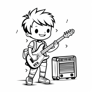 Musician - Little guitar player to color in