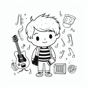 Musician - Coloring picture of a little guitar player