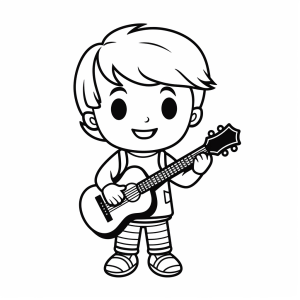 Musician - Little guitarist coloring picture for kids