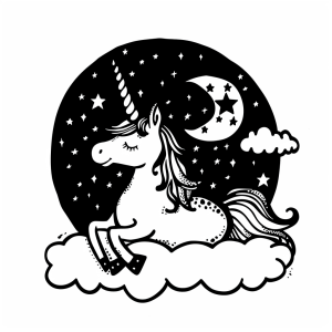 Mystical unicorn in the night - Mystical unicorn on a starry night