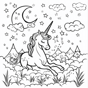 Mystical unicorn in the night - Mystical unicorn in the enchanted forest at night