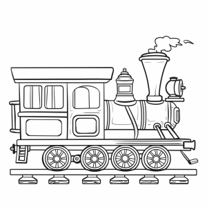 Old western train - Coloring picture steam locomotive