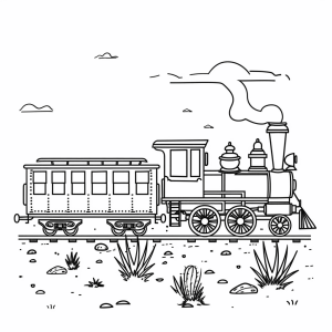 Old western train - Steam locomotive adventure to color in