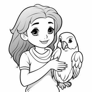 Parrot - Parrot and girl coloring page