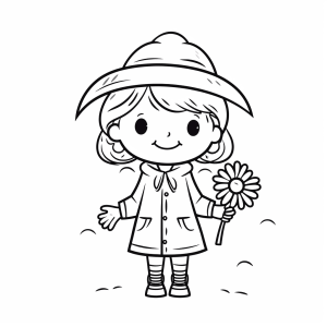 Passer-by - Cheerful flower child with hat coloring page