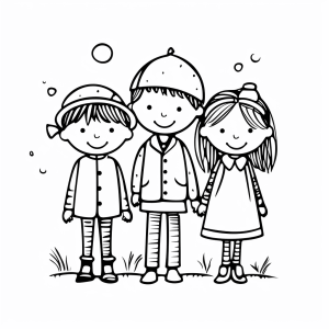 Passer-by - Happy children's friends coloring page