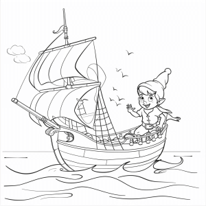 Peter Pan and Neverland - Peter Pan sailing adventure - Creative coloring picture