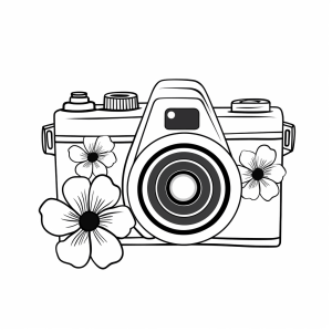 Photographer - Flower decorated photo camera drawing