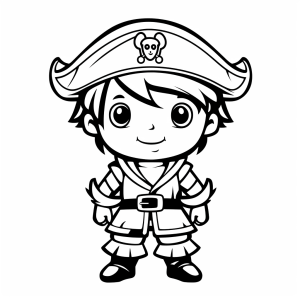 Pirate - Children's coloring page: The little pirate captain