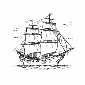 Pirate ship - Pirate ship coloring picture for kids