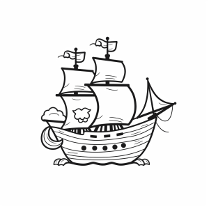 Pirate ship - Pirate ship adventure to color in