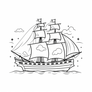 Pirate ship - Pirate ship adventure coloring