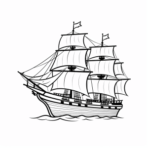 Pirate ship - Pirate ship seafaring adventure: coloring picture for children