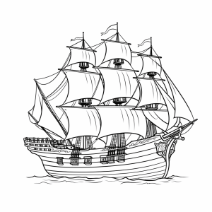 Pirate ship - Pirate ship adventure to color in