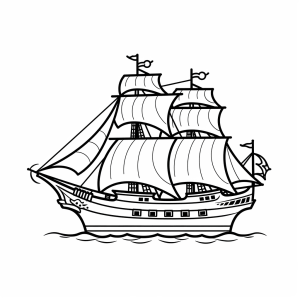 Pirate ship - Pirate ship adventure coloring picture for kids