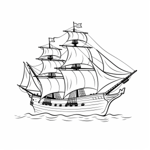 Pirate ship - Pirate ship coloring page: Set sail for creative fun