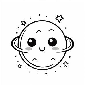 Planet - Smiling Planet Coloring Page