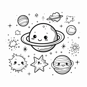 Planets - Space adventure coloring picture