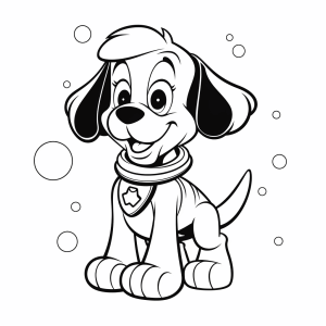 Pluto - Coloring picture with happy puppy and soap bubbles