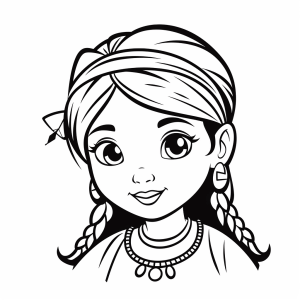 Pocahontas - Girl with hairband coloring picture