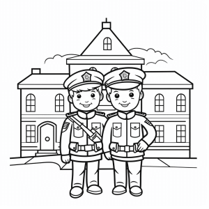 Police station - Police station coloring picture for kids